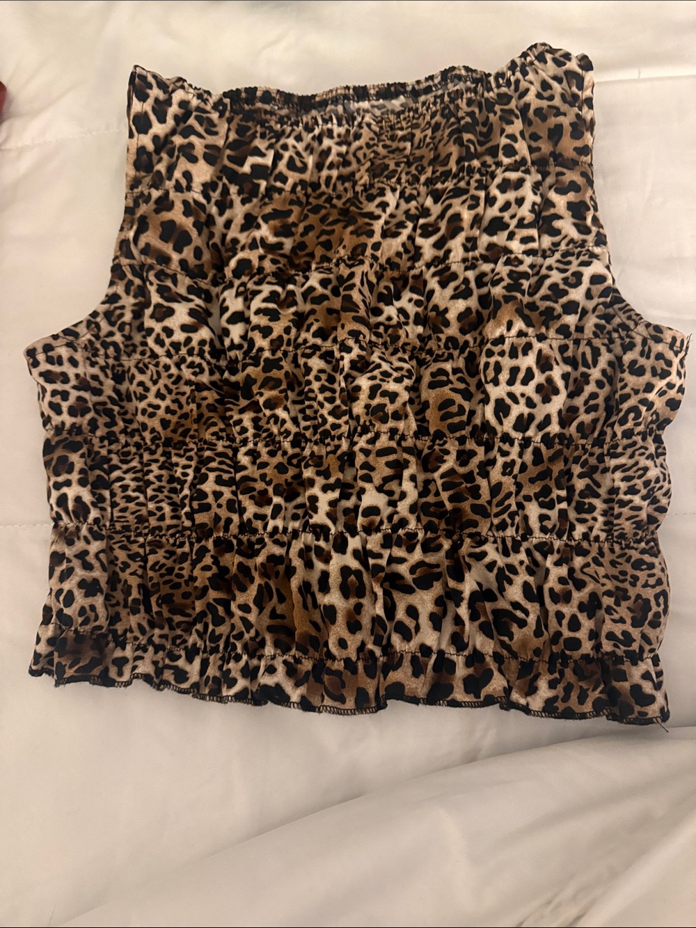 SHEIN Leopard Print Smocked Tube Top - Brown, Black